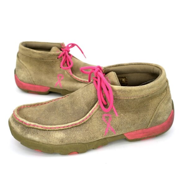 Twisted X Leather Pink Ribbon Chukka Boots Breast Cancer Awareness Women's 8.5 - Picture 1 of 7